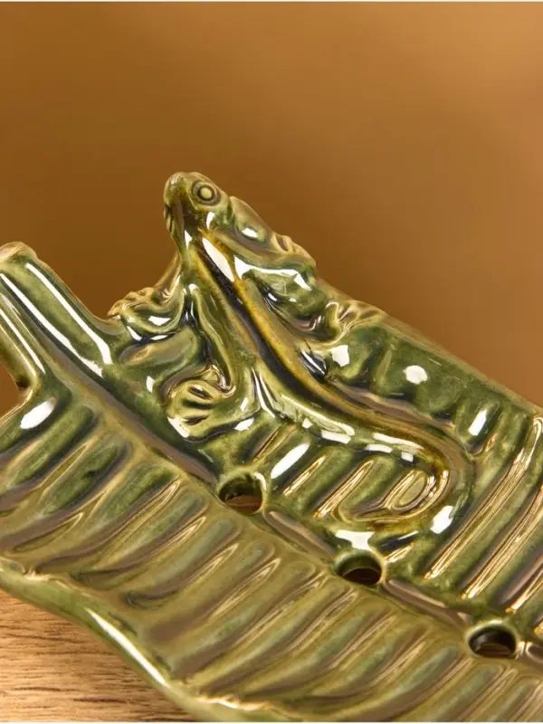 Мыльница &laquo;Геккон&raquo;, 12&times;7&times;3 см, керамика, зелёная