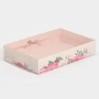Кондитерская упаковка, коробка для макарун с пластиковой крышкой, «Хорошего дня!», 18 х 12 х 3.5 см