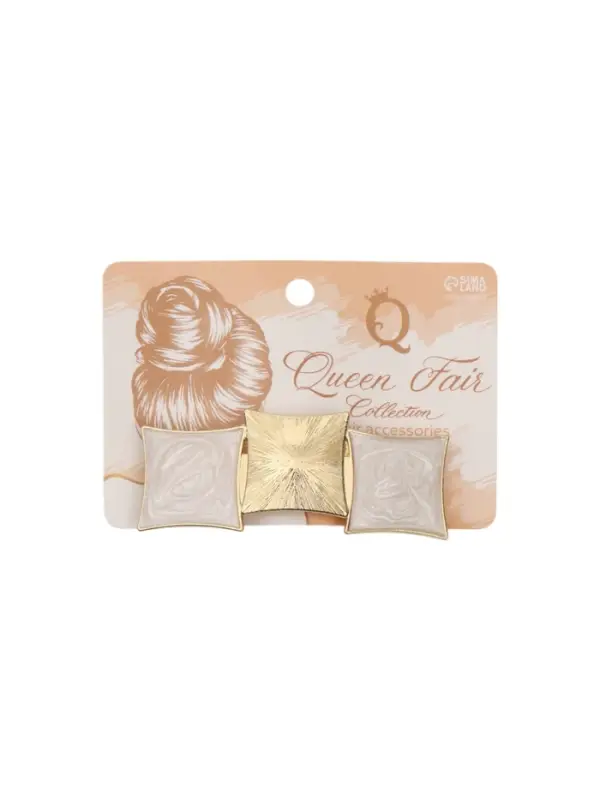 Заколка - автомат для волос &laquo;Геометрия&raquo;, три квадрата, 7.5 см, светлая эмаль