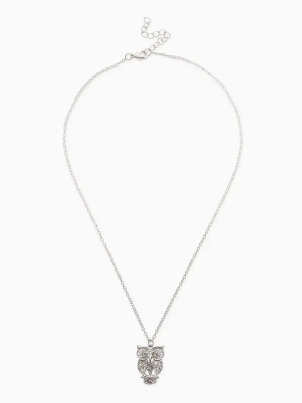 Кулон &laquo;Ажурная сова&raquo;, белый в серебре, 45 см