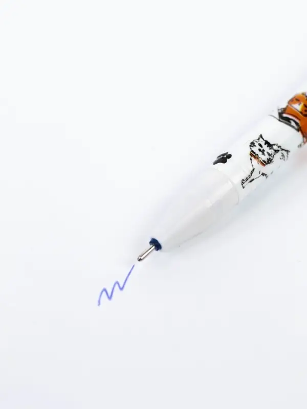 Ручка пластик пиши-стирай с колпачком " Кот-обормот ", синяя паста, гелевая 0,5 мм