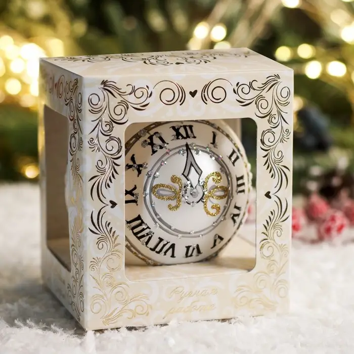 Шар новогодний  "Часы"  h- 8 см