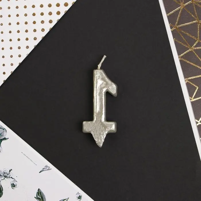 Свеча для торта, цифра «1», серебро. Свеча для торта, цифра «1», серебро.