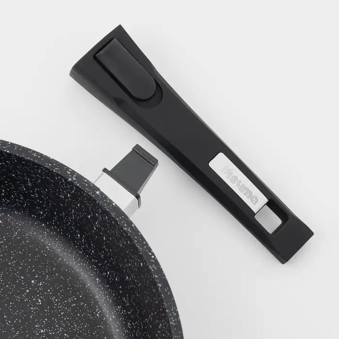 Сковорода Мечта &laquo;Гранит Black&raquo; Induction Pro, d=26 см, h=6 см, съёмная ручка, антипригарное покрытие, индукция, литой алюминий, чёрный