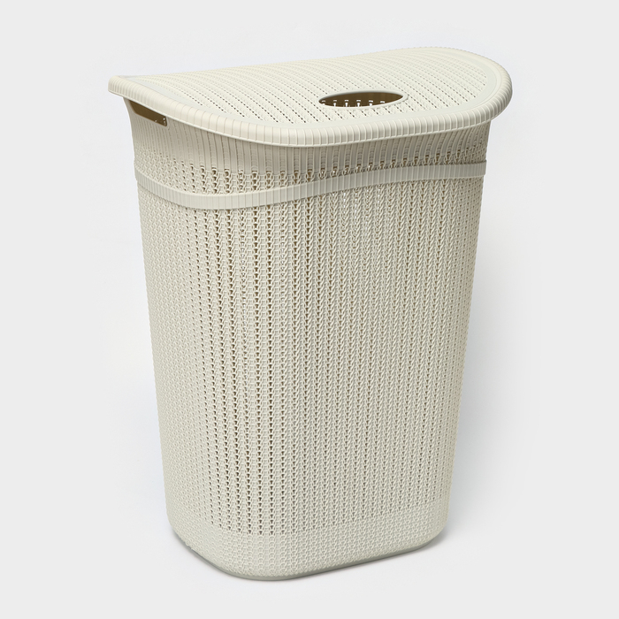 Корзина бельевая с крышкой «Вязание», 55 л, 45×36×57 см, цвет белый ротанг Корзина бельевая с крышкой «Вязание», 55 л, 45×36×57 см, цвет белый ротанг