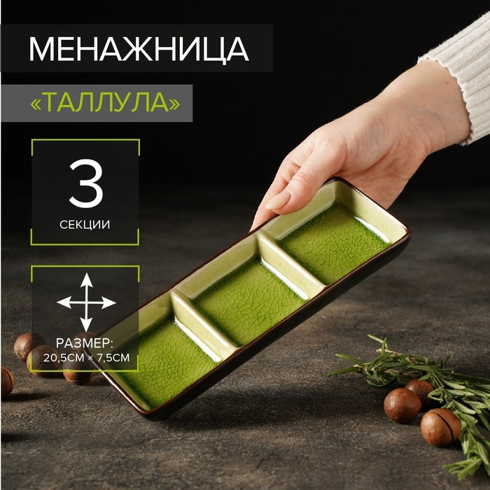 Менажница керамическая 3 секции «Таллула», 20,5×7,5×2,5 см Менажница керамическая 3 секции «Таллула», 20,5×7,5×2,5 см