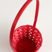Корзина плетёная для хранения, 13&times;13&times;9.5 см, ручка h=21 см, бамбук, красная
