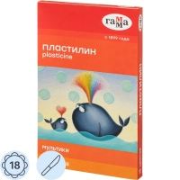 Пластилин Гамма Мультики 18цв 360гр со стеком к/к