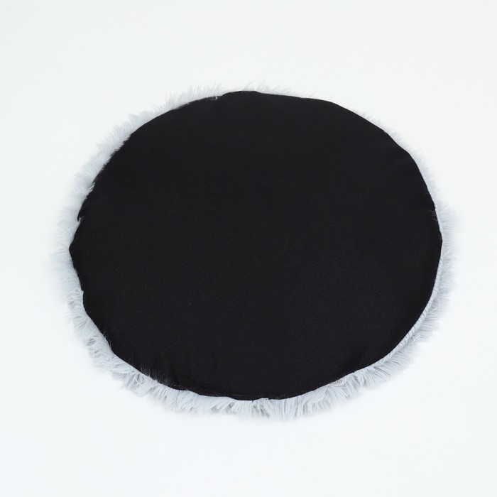 Лежак с подушкой мех, сатин, периотек,  40 х 40 х 16 см, серый Лежак с подушкой мех, сатин, периотек,  40 х 40 х 16 см, серый