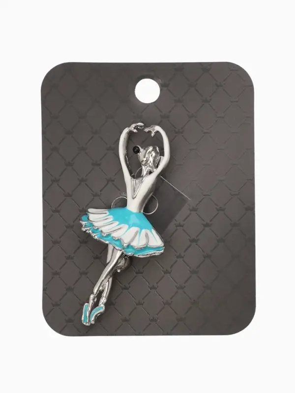 Брошь &laquo;Балерина&raquo;, бело-голубая в серебре