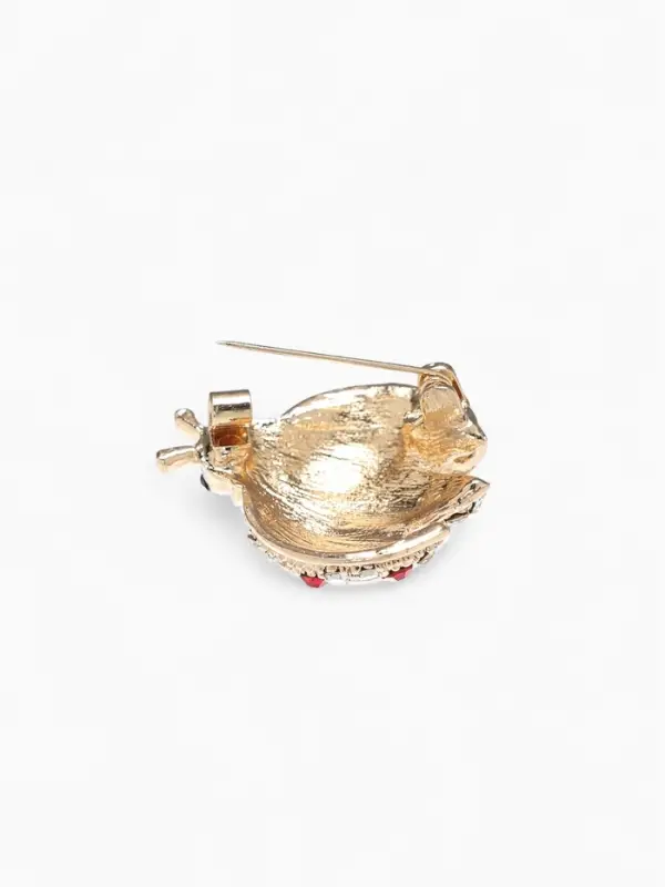 Брошь &laquo;Божья коровка&raquo;, красно-белая в золоте