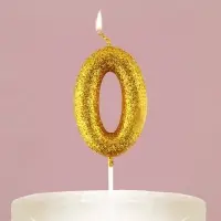 Свеча для торта, цифра, «0»,золото, х 10 см
