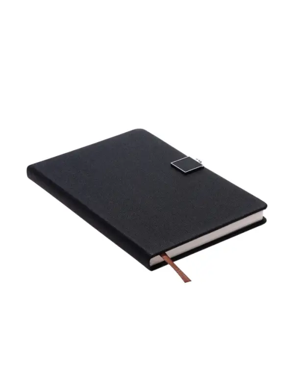 Ежедневник недатированный формат А5, с хлястиком, 96л, линия, пвх, Черный