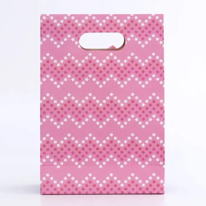 Подарочная коробка - пакет, упаковка с вырубной ручкой, «Розовые линии» , 14×6×21 см Подарочная коробка - пакет, упаковка с вырубной ручкой, «Розовые линии» , 14×6×21 см