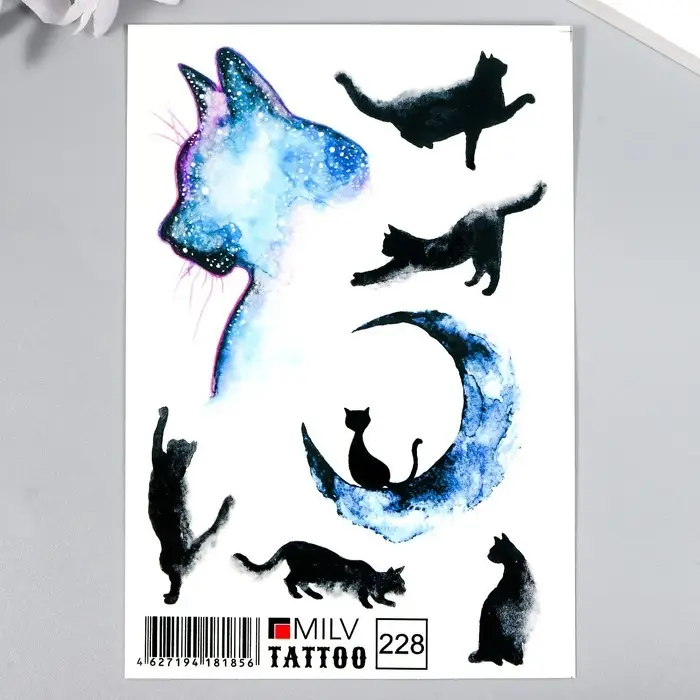 Татуировка на тело Татуировка на тело "Лунный кот" 10х15 см