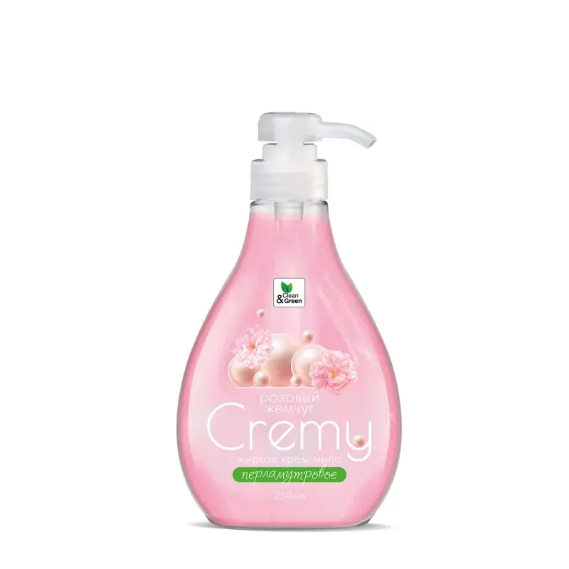 Крем-мыло жидкое с перламутром "Cremy" розовый жемчуг с дозатором 250 мл. Clean&Green CG8412