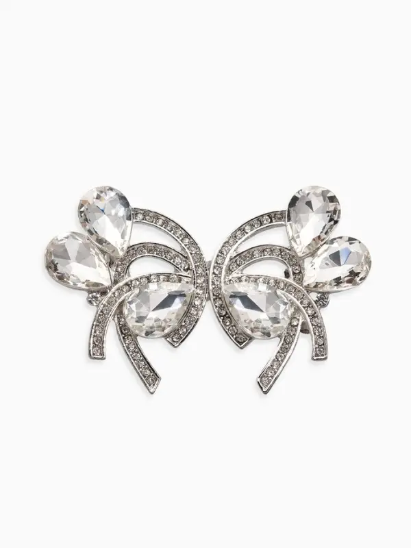 Зажим для кардигана Зажим для кардигана "Ажур", капельки, цвет белый в серебре