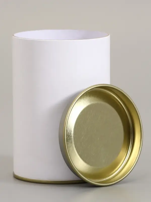 Тубус белый 73&times;110 мм (90 мм внутренняя высота), картон, металлическая крышка