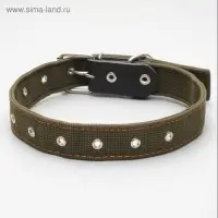 Ошейник брезентовый двухслойный, безразмерный, 72&times;3.5 см, ОШ 45-60 см, хаки