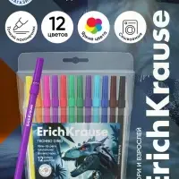 Фломастеры 12 цветов ErichKrause Techno Dino, европодвес