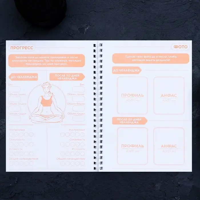 Дневник тренировок &laquo;Собственный челлендж&raquo; на пружине, 25 листов