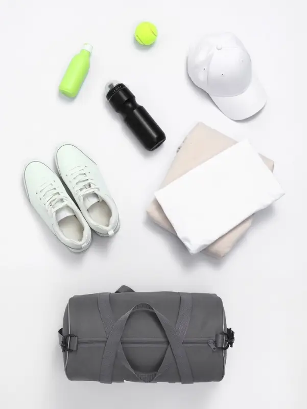 Сумка спортивная на молнии TEXTURA, с подкладкой, длинный ремень, маленький размер, с акцентным принтом, серая