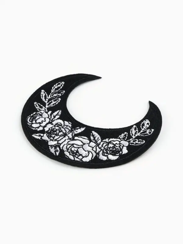 Термоаппликация «Луна в цветах», 7.8×8 см, чёрно-белая Термоаппликация «Луна в цветах», 7.8×8 см, чёрно-белая