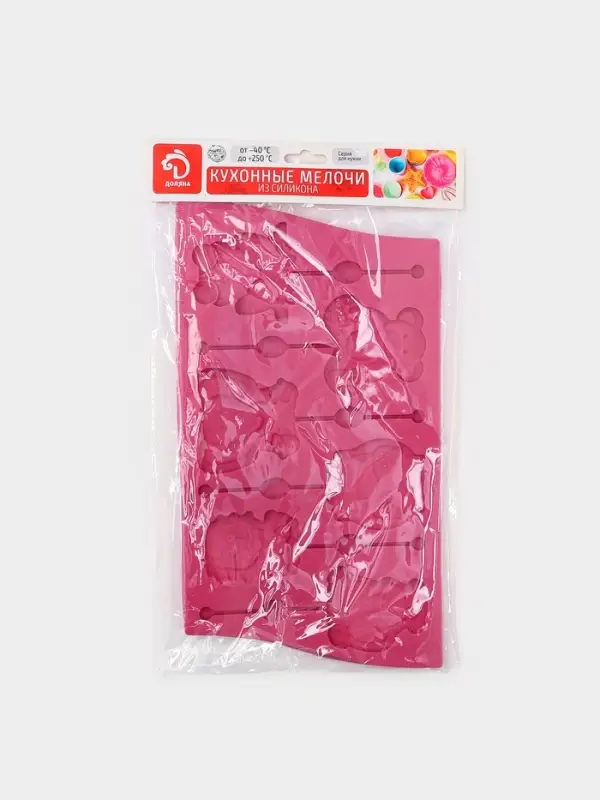 Форма для леденцов Доляна &laquo;Звери&raquo;, силикон, 27.5&times;16.5 см, 6 ячеек (6.4&times;6.4), с палочками, МИКС