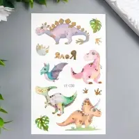 Переводные тату на тело цветные &laquo;Малыши динозаврики&raquo;, с золотом, 12&times;7.5 см, МИКС