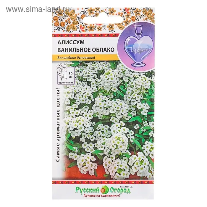Семена цветов Алиссум  Семена цветов Алиссум "Ванильное облако", серия Парфюм, О, 0,1 г