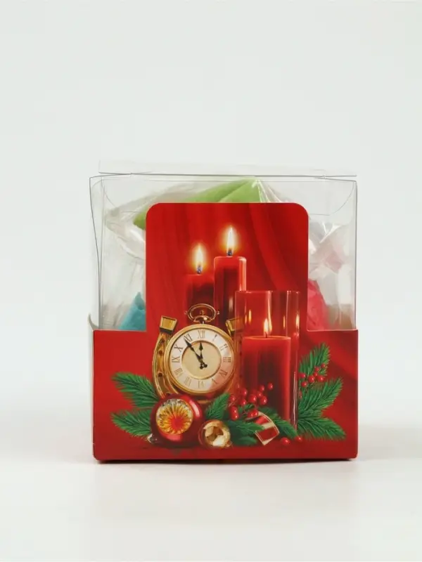 Печенье с предсказанием цветное в PVC-коробке "С новым годом", 4 шт