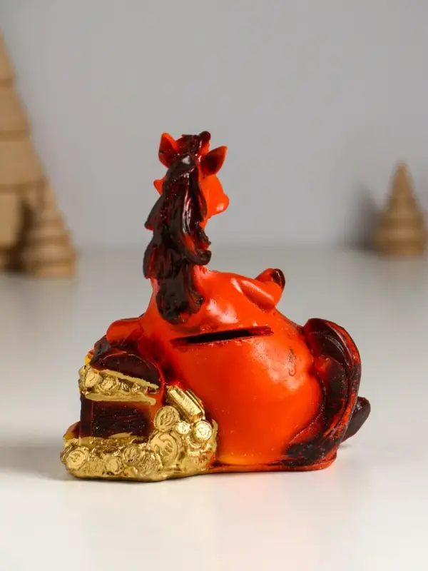 Копилка Копилка "Лошадь с сундуком монет" 12,5х11х7,5 см, коричневый