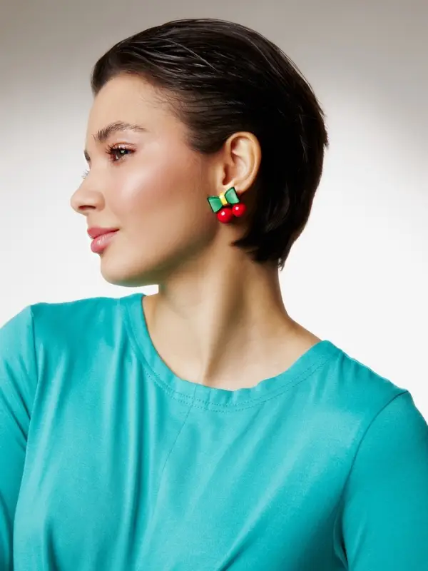 Серьги &laquo;Стильная вишня&raquo;, цветные