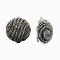 Серьги клипсы для ушей QF &laquo;Круг в рубчик&raquo;, цвет чернёное серебро