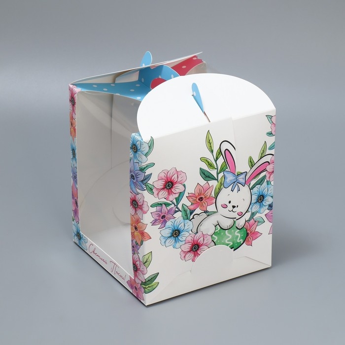 Коробка под маленький торт, кондитерская упаковка, «Светлой Пасхи!», 15 х 15 х 18 см