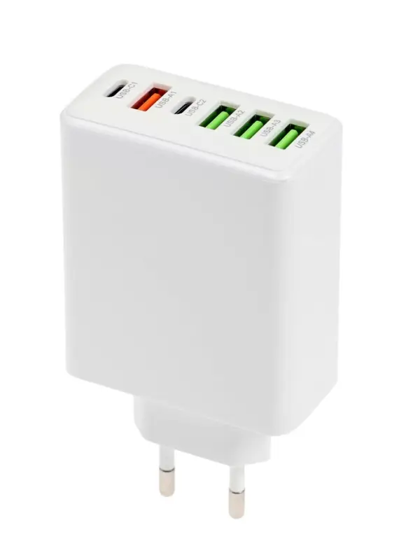 Сетевое зарядное устройство Luazon ZY-21, 4 USB, 2 Type-C, 3 А, белое