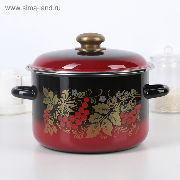 Кастрюля эмалированная «Рябинушка», 4 л, индукция