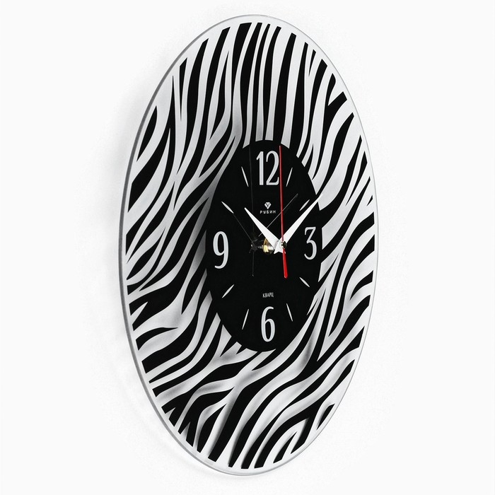 Часы настенные, интерьерные Часы настенные, интерьерные "Зебра ", бесшумные, d-34 см, черные