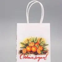 Пакет бумажный подарочный новогодний крафт &laquo;Атмосфера Нового Года&raquo; 16&times;12&times;6 см