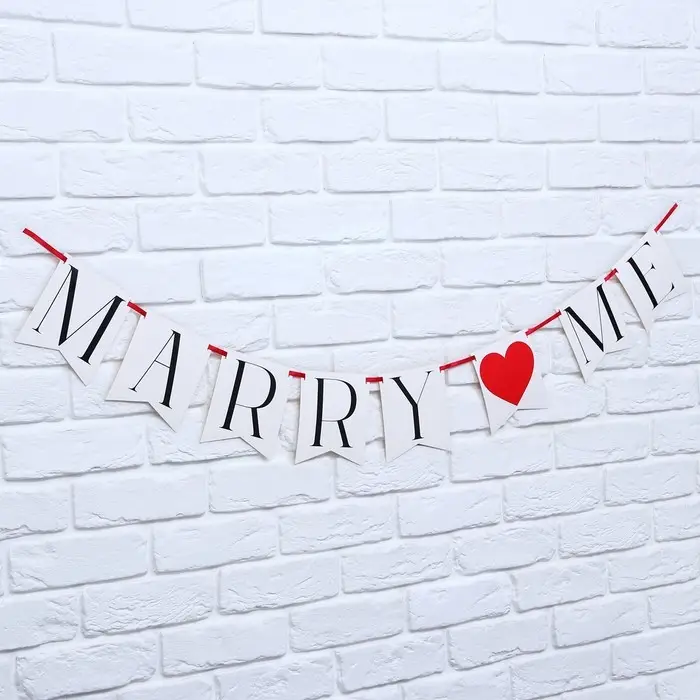 Гирлянда на ленте Marry me, свадебная, 130 см Гирлянда на ленте Marry me, свадебная, 130 см