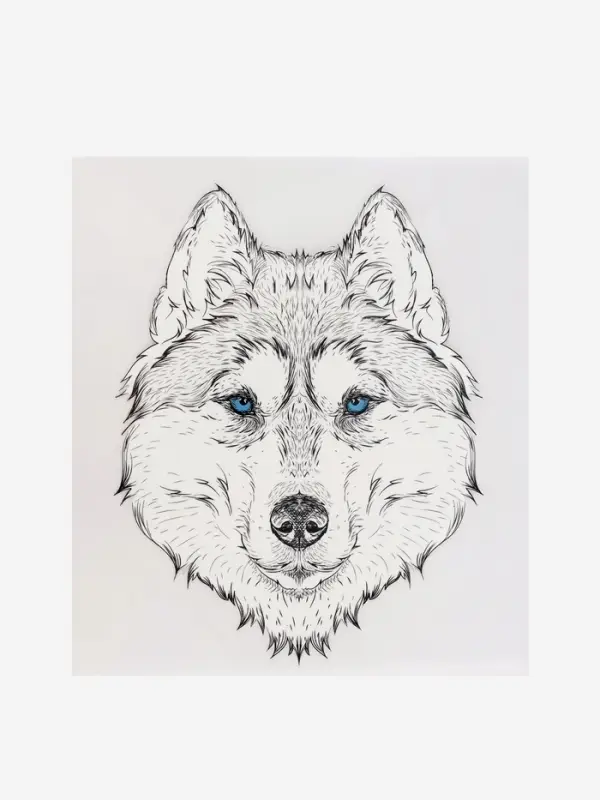 Термонаклейка &laquo;Волк&raquo;, 15.5&times;20 см, чёрная, белая