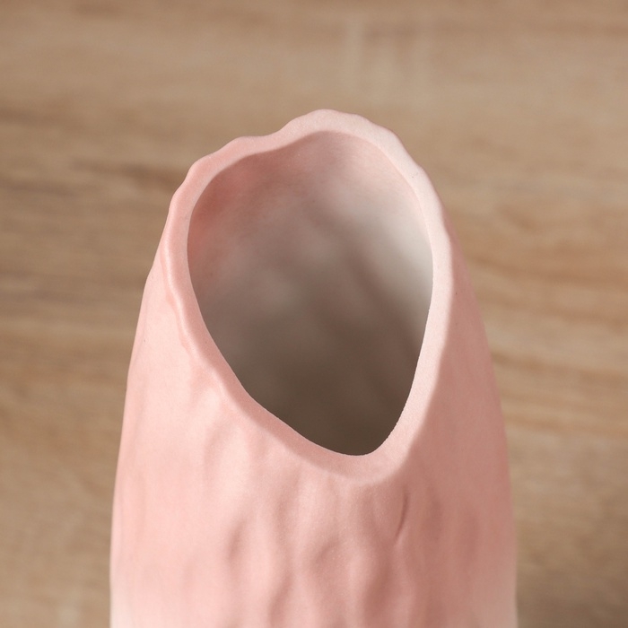 Ваза керамика настольная Ваза керамика настольная "Теган" бочка скос, 20,5х6,5 см, бело-розовый