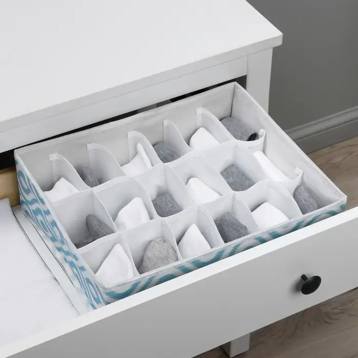 Органайзер для хранения белья Доляна &laquo;Лагуна&raquo;, 18 ячеек, 35&times;30&times;12 см, бирюзовый