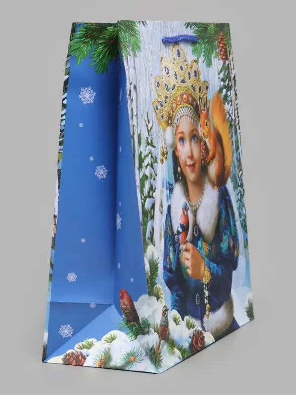 Пакет подарочный ламинированный &laquo;Зимний лес&raquo;, M 26&times;32&times;12 см