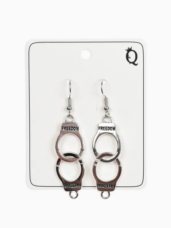Серьги металл &laquo;Наручники&raquo;, цвет чернёное серебро
