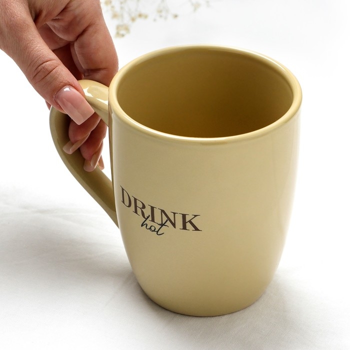 Кружка керамическая «Стиль», 450 мл, цвет бежевый Кружка керамическая «Стиль», 450 мл, цвет бежевый