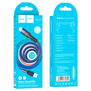 Кабель U110 HOCO USB на Type-C 1.2M 3A синий