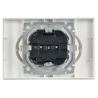BRITE Розетка 2-местная с заземлением с защитными шторками 16А в сборе РСш12-3-БрАБ арктический белый IEK
