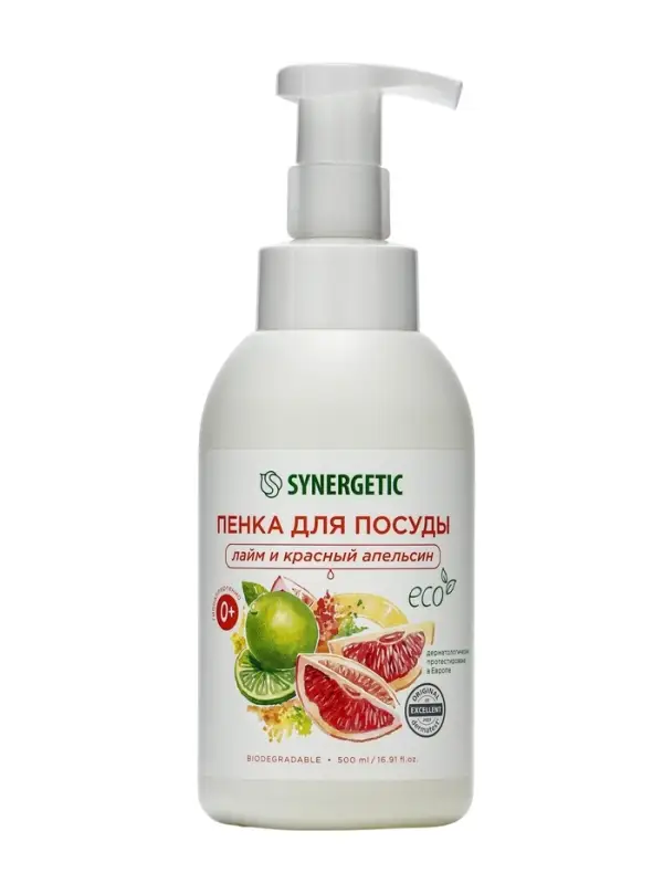 Пенка для мытья посуды Synergetic «Лайм и красный апельсин», 500 мл