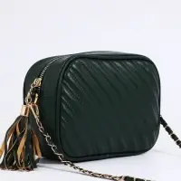 Сумка женская кросс-боди на молнии, 21&times;7&times;14 см, зелёный